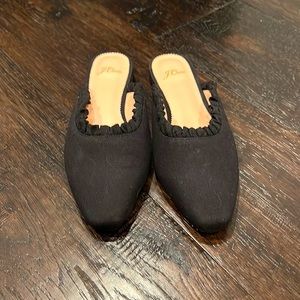 Jcrew canvas ruffle mule size 9, black, excellent condition